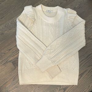 Madewell Hollydene Ruffle-Shoulder Pullover Sweater Ivory - sold out online!